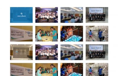 A screenshot of the GS East Asia Manila Inc. website displaying the Photo Gallery page with a grid of company event photos.