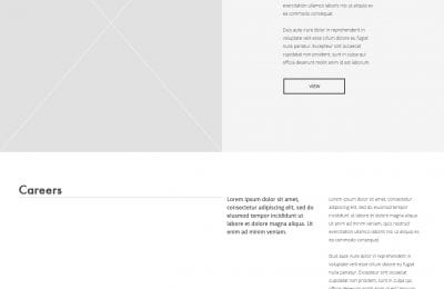 Website wireframe showcasing a layout with sections for Why Us, Projects, Careers, Gallery, and Quick Links, using placeholders for images and text for GS East Asia Manila Inc.