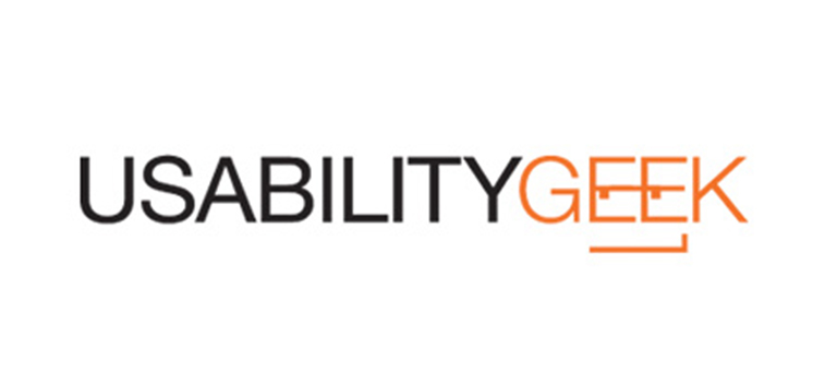 UsabilityGeek logo featuring black text for "USABILITY" and orange text for "GEEK" with a stylized face inside the letters.