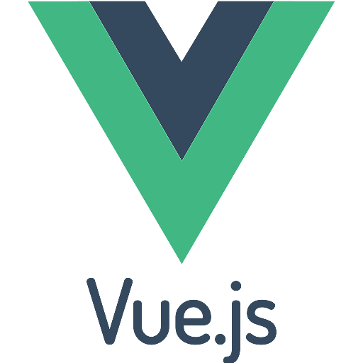 Vue.js logo featuring a green and dark blue V shape above the text Vue.js.