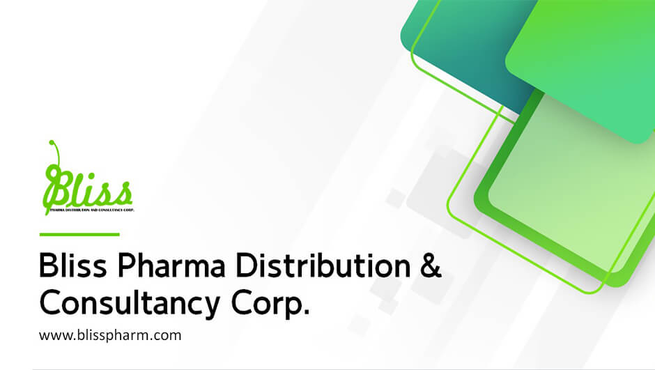 Cover image for Bliss Pharma Distribution & Consultancy Corp., featuring their green logo and website address against a white background with green geometric shapes.