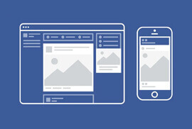 An outline graphic of a website layout displayed on both a desktop monitor and a smartphone screen.