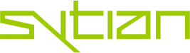 The lime green word "Sytian" in a futuristic font.