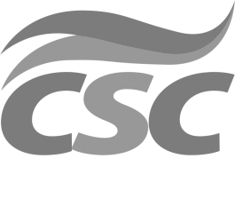 A grey logo showing the letters CSC beneath two wavy ribbon shapes.