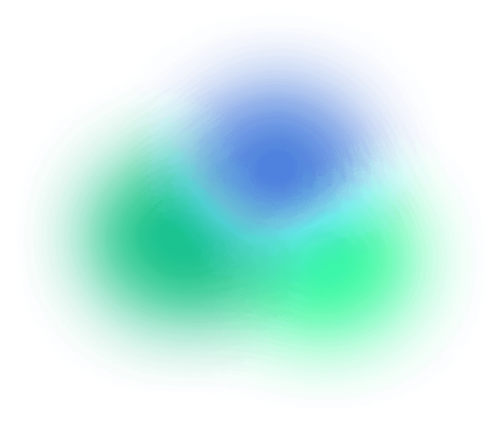 A soft, blurry abstract gradient background featuring blended shades of blue, turquoise, and green.