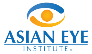 Asian Eye Institute logo featuring a stylized blue eye with a yellow sun-like pupil above the blue text ASIAN EYE INSTITUTE.