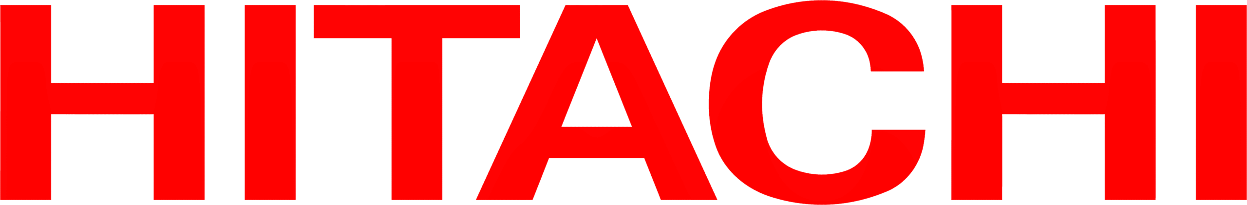 Hitachi logo in bold red letters.