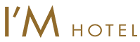 The gold logo for I'M Hotel features the text "I'M" in large, stylized font with a separate apostrophe, and the word "HOTEL" in a smaller, simpler font to the right.