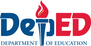 The logo of the Department of Education (DepEd) features the word "DepEd" in bold, stylized letters, with the blue torch replacing the letter "p" and the flame extending upwards, and the text "DEPARTMENT OF EDUCATION" in blue underneath.